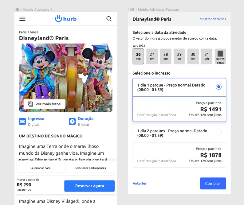 Protótipo de baixa fidelidade na versão mobile.